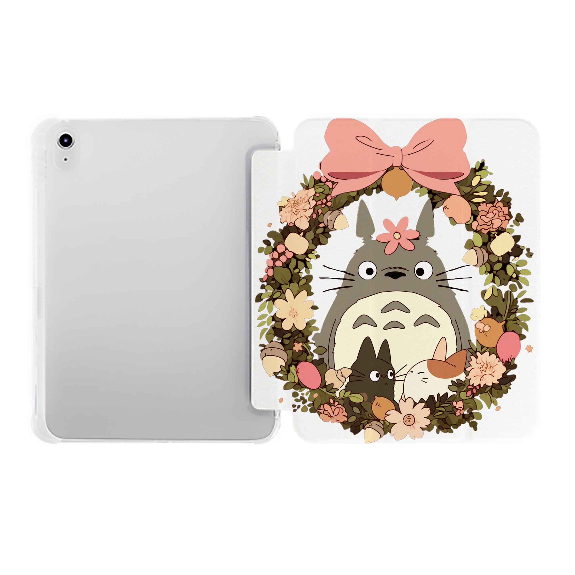 （画像用） となりのトトロ 草壁メイ 草壁サツキ My Neighbor Totoro Satsuki Kusakabe Mei Kusakabe IPad ケース ペン収納付き 三つ折りスタンド PUレザー×シリコン 対応機種9.5/10.5/10.9インチ